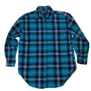 Vintage Quizz NY Plaid Flannel Shirt Women’s M Blue Black Red 90s Grunge
